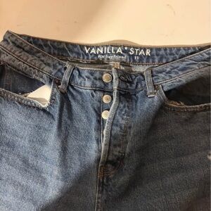 Vanilla Star Women's Distressed Blue Boyfriend Jeans